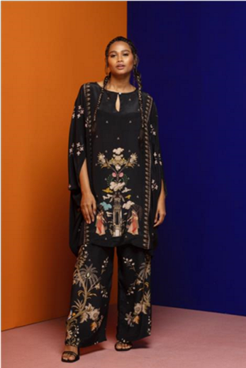 Black Crepe Kaftan Set