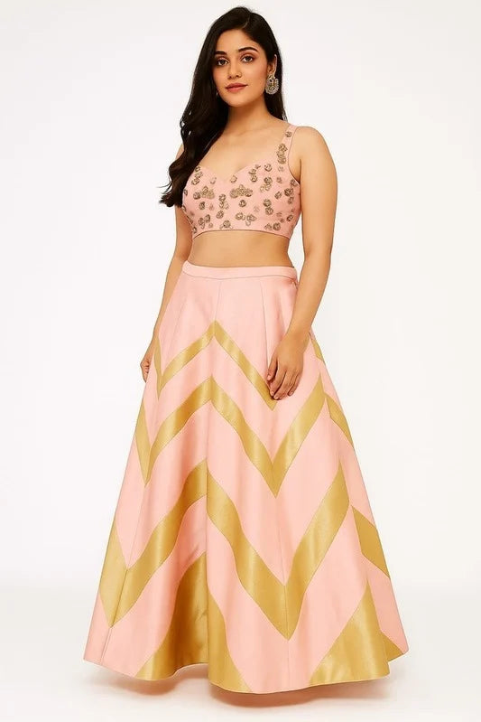 Blush Pink Tafetta Lehenga Set