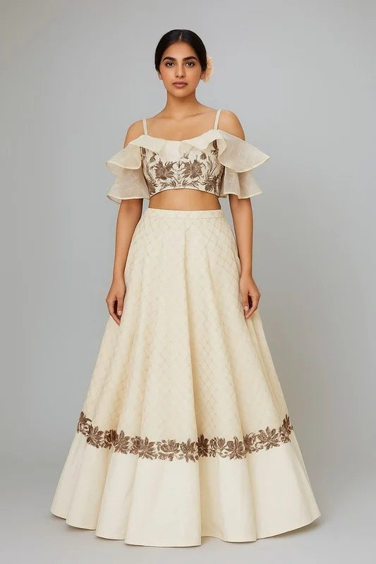 White Embroidered Lehenga Set