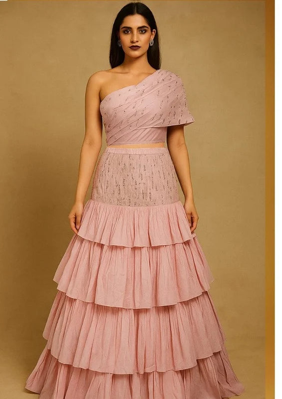 Blush Pink Embroidered Lehenga Set