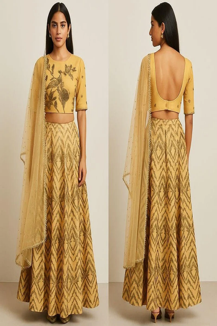 Mustard Embroidered Lehenga Set